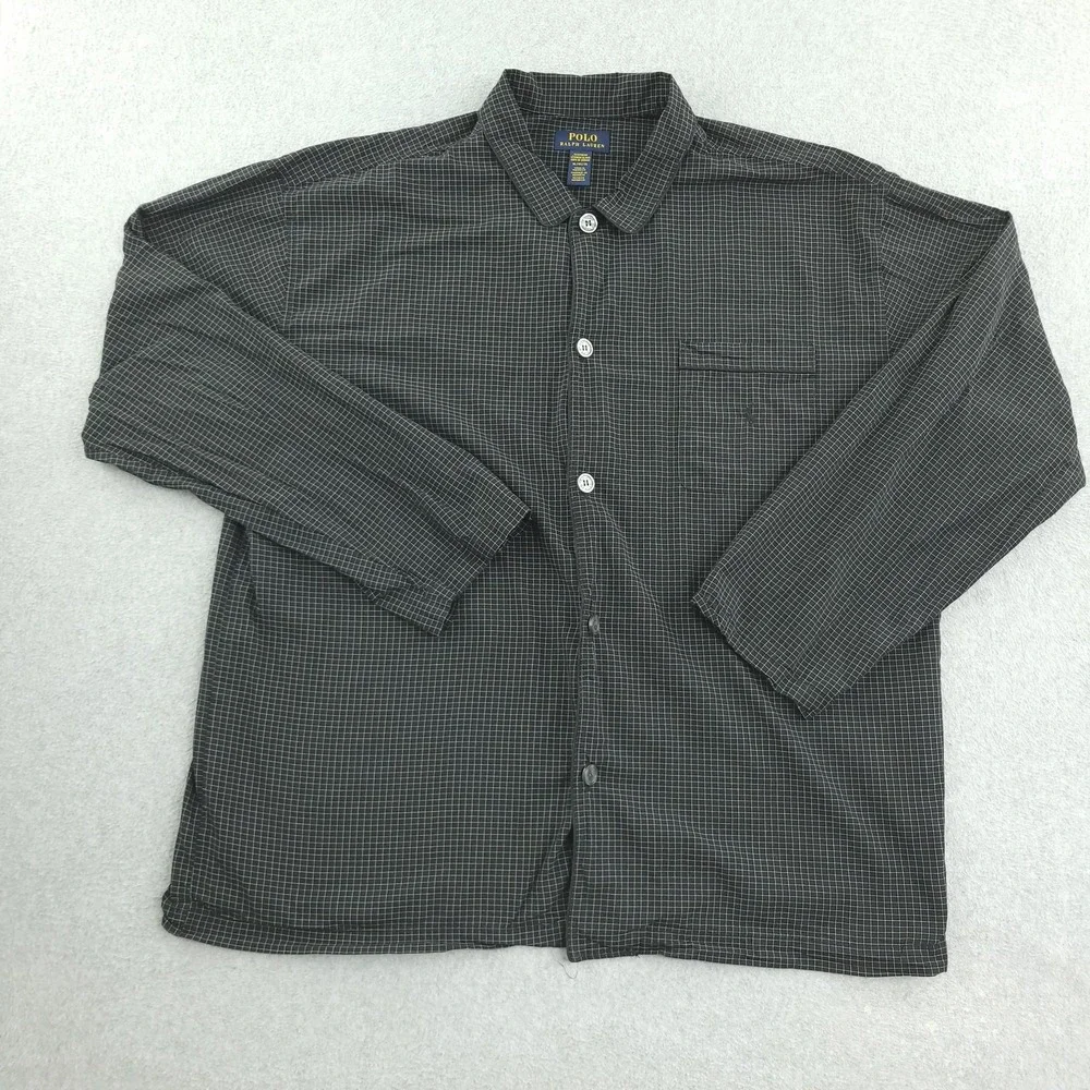 Polo Ralph Lauren Pajama Set Mens XL Black Check 2 Piece Long Sleeve Sleepwear